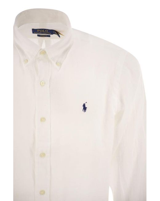Polo Ralph Lauren Custom-Fit Linen Shirt in White for Men | Lyst