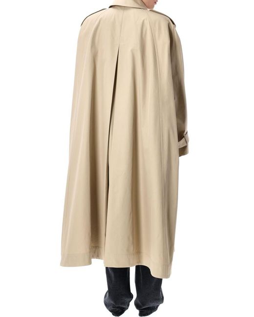 Saint Laurent Natural Cotton Twill Cape Trench Coat