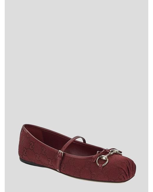 Gucci Red Horsebit Ballet Flats