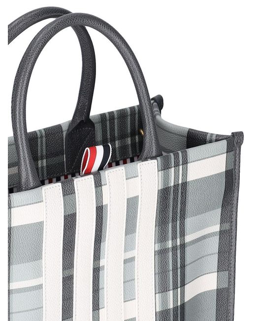 Thom Browne White "vertical 4-bar" Tote Bag for men