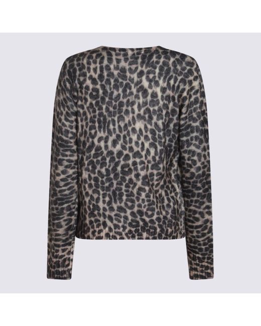 Blumarine Black Leopard Wool Knitwear