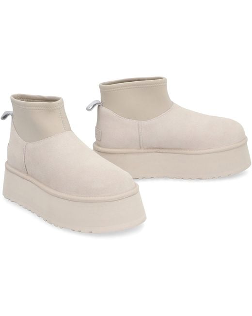 Ugg White Classic Mini Dipper Ankle Boots