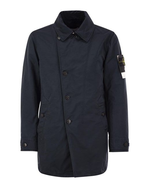 Stone Island Short Trench Coat With Anti Drip Treatment in Blue for Men Lyst UK