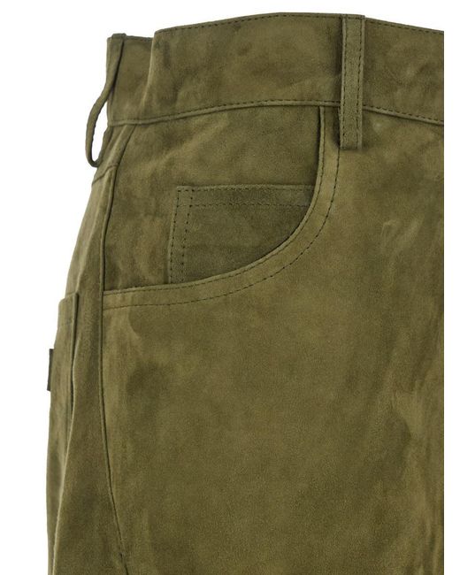 Marni Green Pants With Wide Leg And Logo Patch On The Rear
