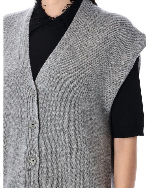 Fabiana Filippi Gray Sleeveless Cardigan