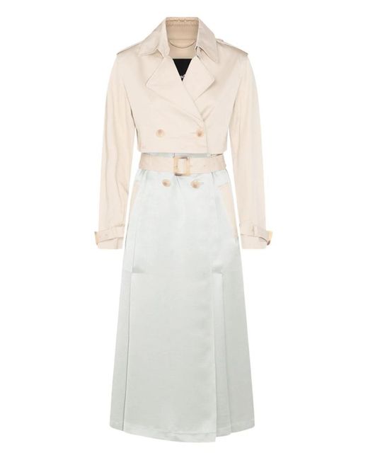 Add White Double Breasted Long Trench
