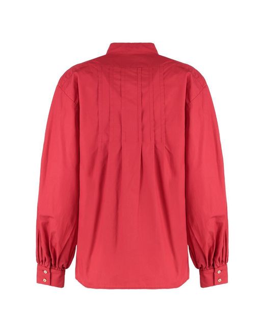 Nili Lotan Red Printed Silk Shirt