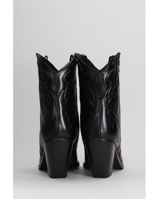 Julie Dee Black Texan Ankle Boots
