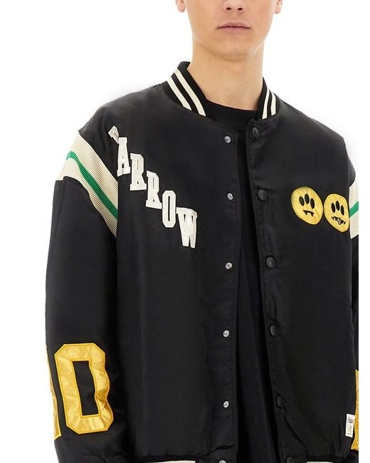 Barrow Black Satin Bomber Jacket