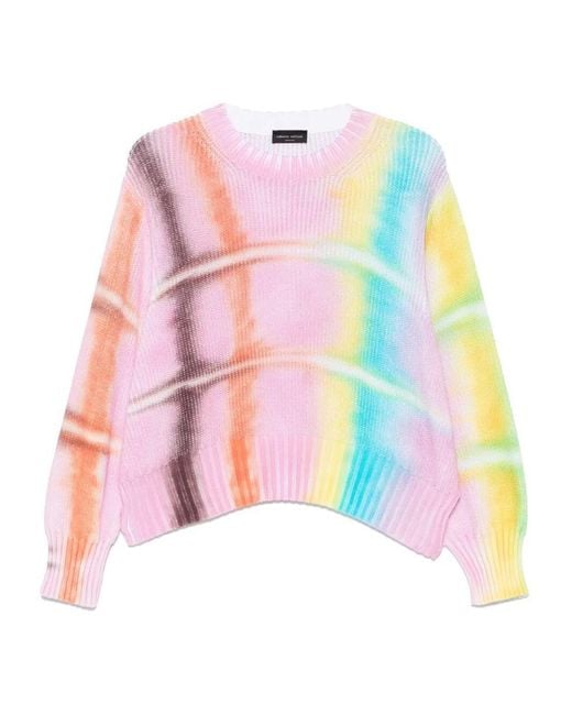 Roberto Collina Pink Check-Print Cotton Sweater