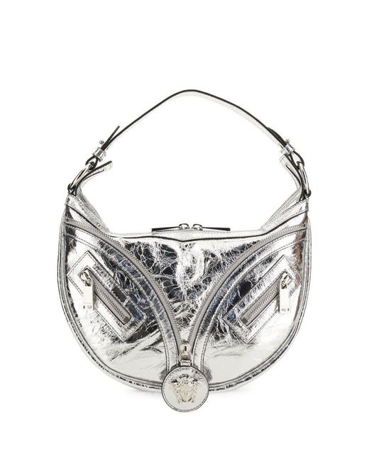 Versace Gray Repeat Leather Shoulder Bag