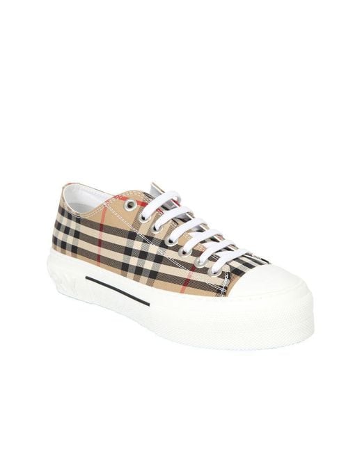 Burberry White Check Cotton Sneakers for men