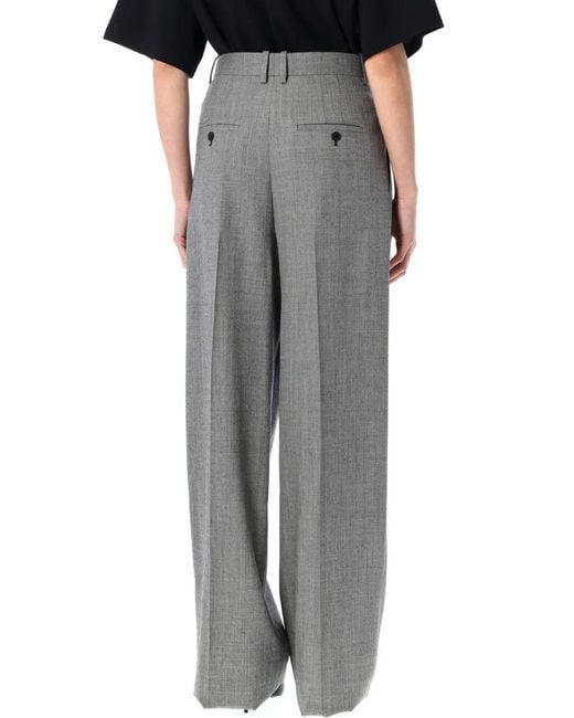 Saint Laurent Gray Wool Twill Wide-Leg Pants