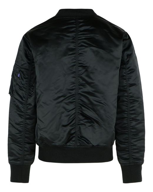 Alpha Industries Black 'Flight' Nylon Bomber Jacket for men