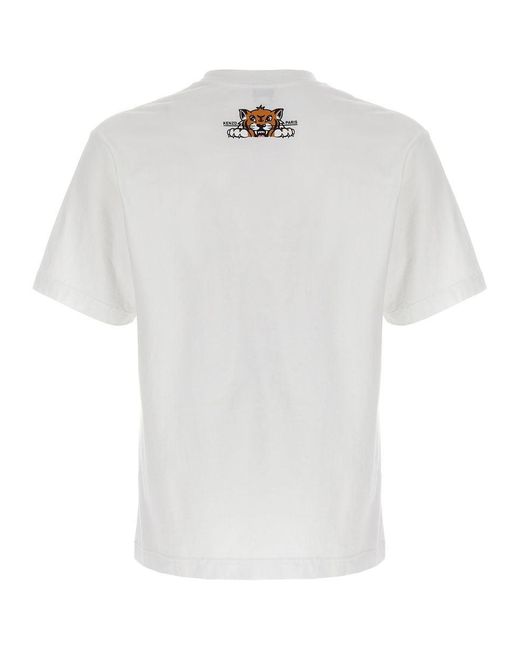 KENZO White Happy Tiger Printed T-Shirt for men