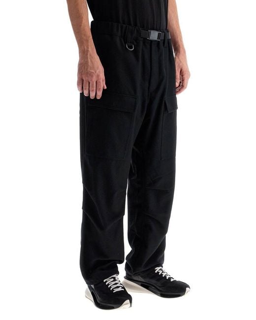 Y 3 Flannel Cargo Pants For in Black for Men Lyst UK