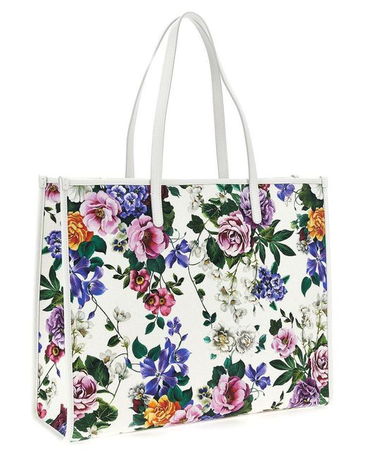 Dolce & Gabbana White Floral Shopping Bag