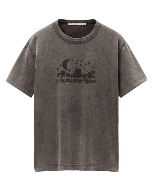 Alexander Wang Gray Crew Neck Cotton T-Shirt With Print for men