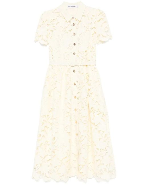 Self-Portrait Natural Lace Collared Midi Dress