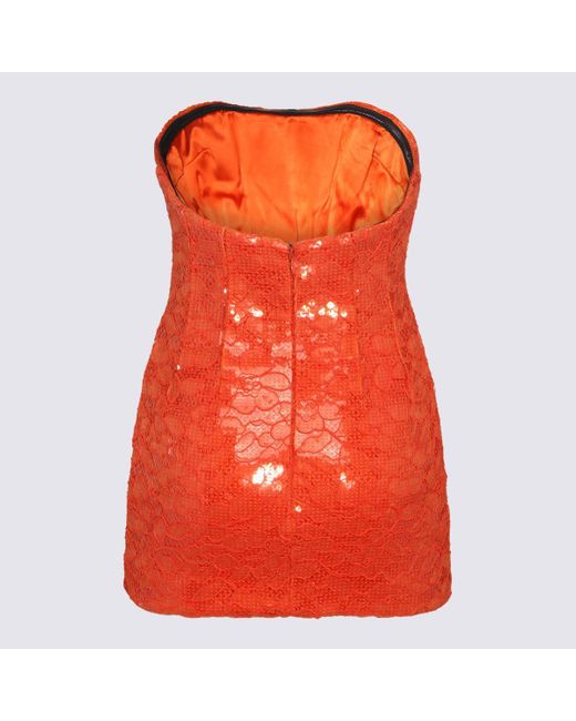 ワンピース LAQUAN SMITH SS23 LAQUAN SMITH Dresses (LSS23D003 ORANGE) NWT LAQUAN SMITH Spring 2023 Runway Orange Sequin Strapless