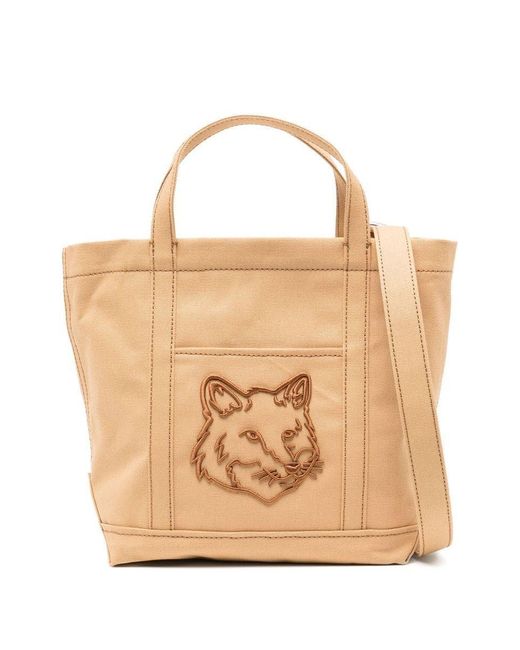 Maison Kitsuné 'Fox Head Small Tote' Light Cotton Tote Bag