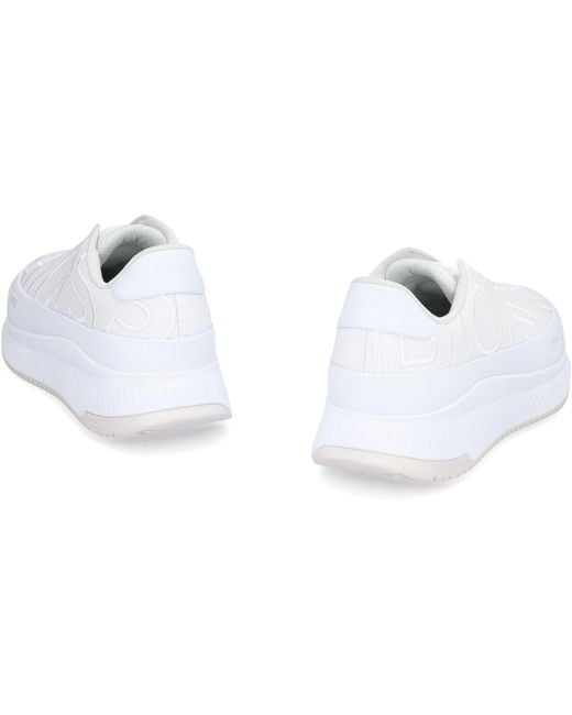 Boss White Fabric Low-Top Sneakers for men