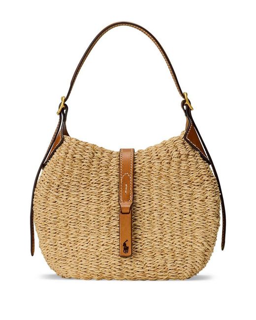 Ralph Lauren Metallic Polo Id Raffia Shoulder Bag