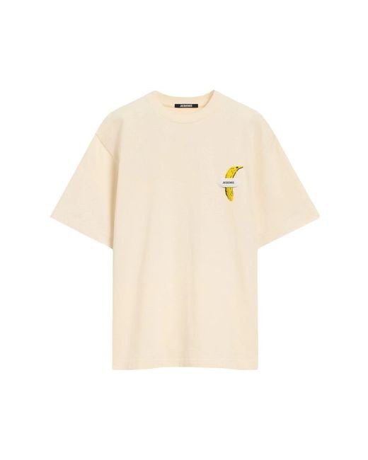 Jacquemus Natural T-Shirt With Logo for men
