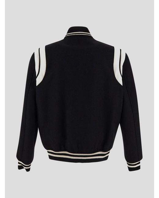 Saint Laurent Black Wool Bomber Jacket for men
