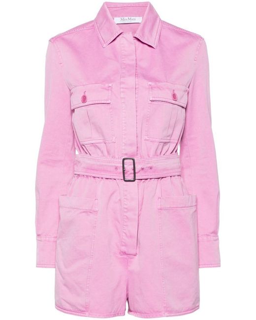 Max Mara Pink Cotton Short Jumpsuit