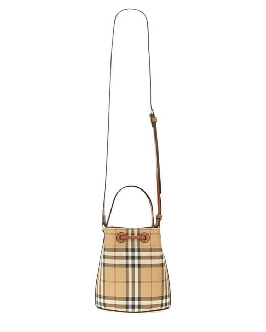 Burberry Metallic Check Mini Bucket Bag