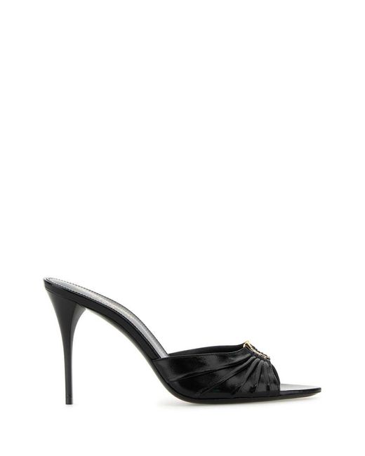 Saint Laurent Black Leather Babylone Mules