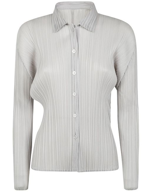 Pleats Please Issey Miyake Gray Basics Classic Shirt