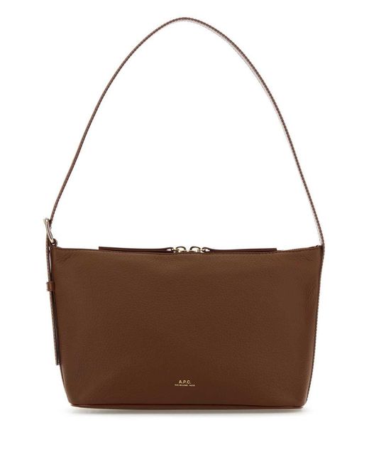 A.P.C. Brown Caramel Leather Vera Shoulder Bag