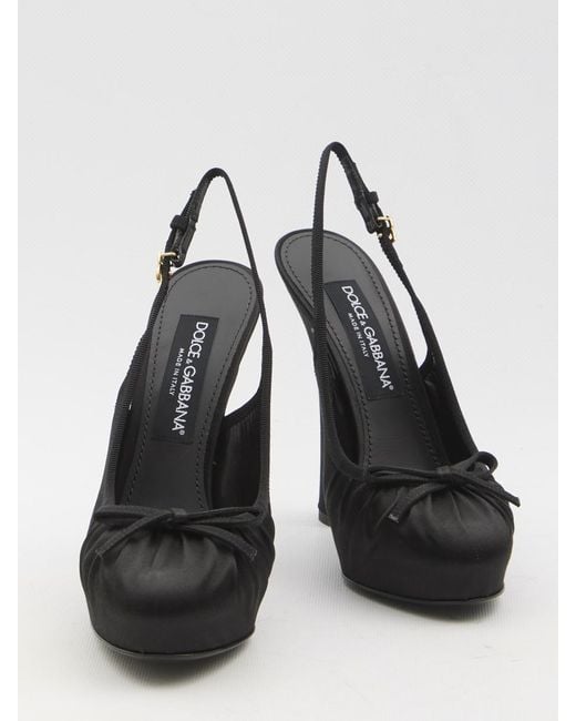 Dolce & Gabbana Black Dolce&Gabbana Satin Slingback Platform Shoes