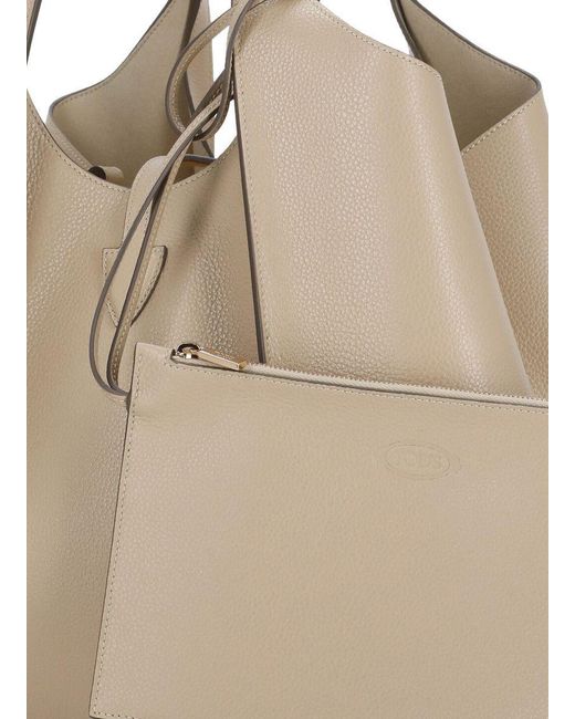 Tod's Natural 'T Timeless Medium' Shopping Bag
