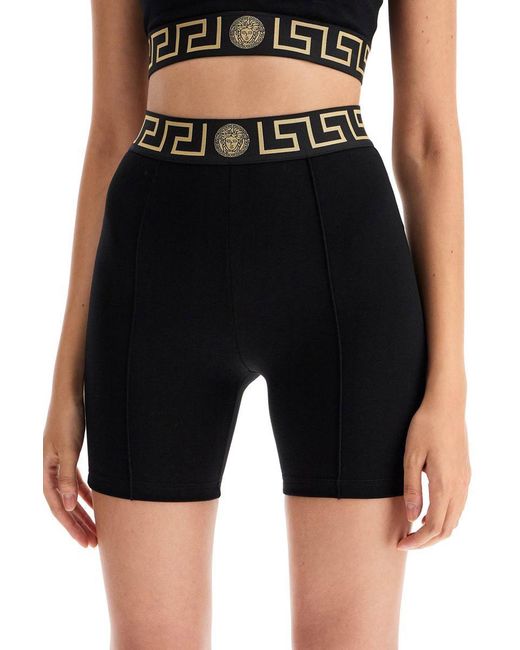 Versace Black "Sporty Shorts With Greek Band