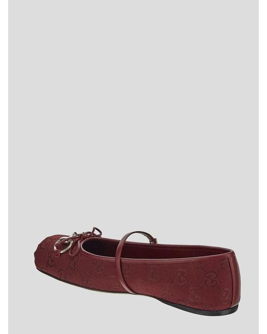 Gucci Red Horsebit Ballet Flats
