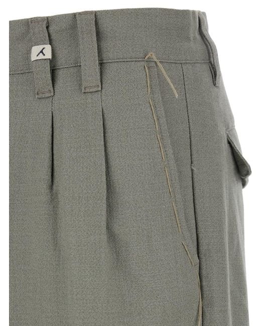 Myths Gray Bermuda Pants With Pences And Contrasting Stitching On The Pocket for men
