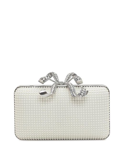 Self-Portrait White Clutch With Pearls