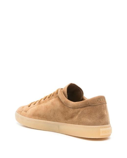 Prada Brown Triangle-Logo Sneakers for men