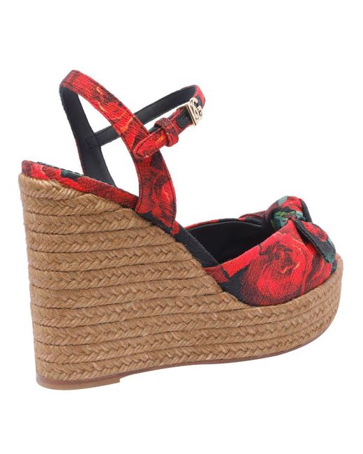 Dolce & Gabbana Red Cotton Espadrillas