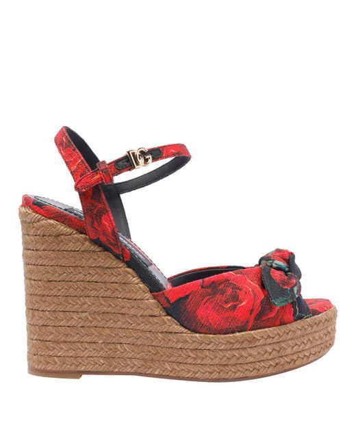 Dolce & Gabbana Red Cotton Espadrillas
