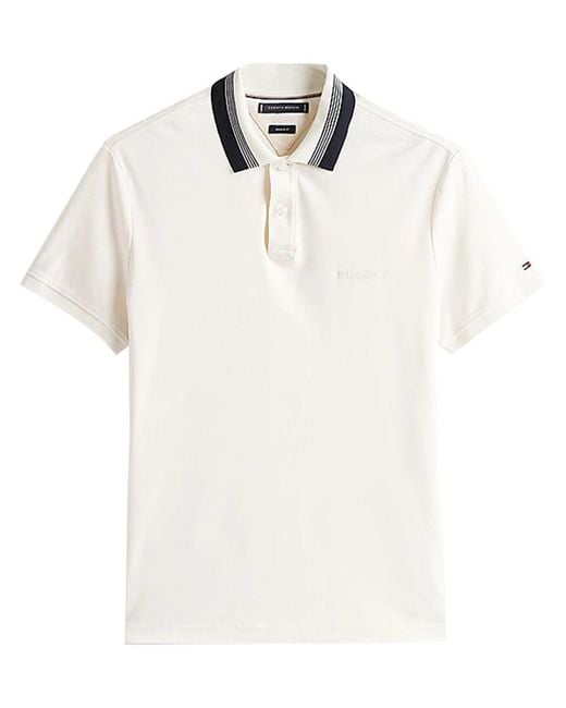 Tommy Hilfiger White Interlock Collar Detail Polo for men