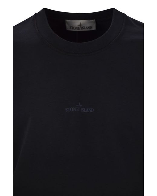 スウェット・トレーナー STONE  Crewneck sweatshirt with Institutional Five pri stone-island-NAVY-Crewneck-