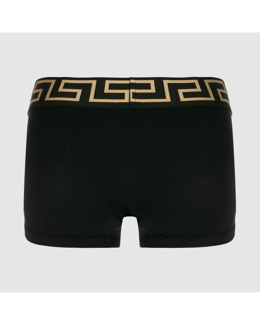 Versace Black Pack Of 2 Stretch Cotton Boxer Shorts With Greek Motif for men