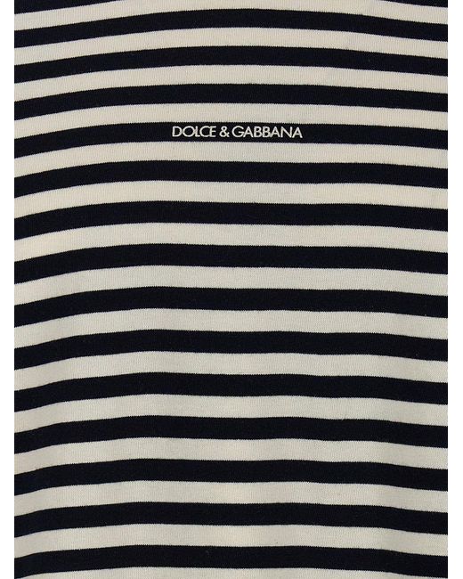 Dolce & Gabbana Black T-Shirt With Stripe Pattern for men