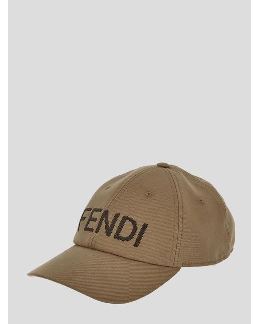 Fendi Brown Baseball Cap With Visor And Embroidered Logo for men