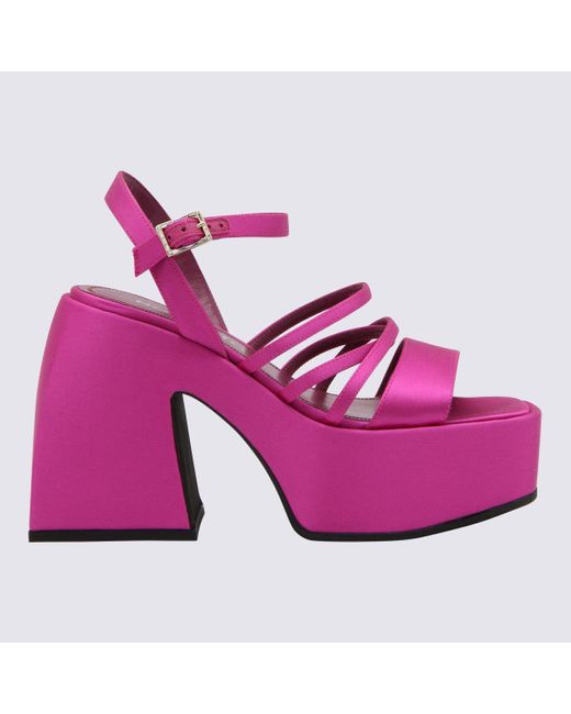 サンダル・ミュール NODALETO NODALETO Sandals (NO1128124 SHOCKING PINK SATIN) NODALETO Satin Bulla Chibi Sandals in Pink | Lyst