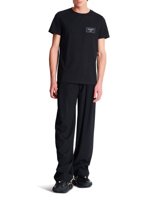 Balmain Black T-Shirt With Couture Label for men